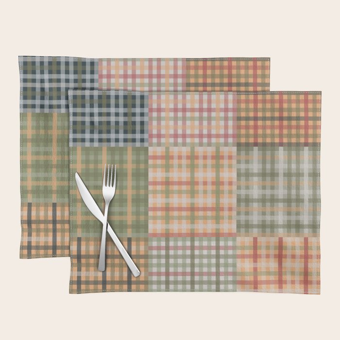 Gingham Patchwork Eclectic Autumn Plaid Pattern Placemat Gallery Image 1