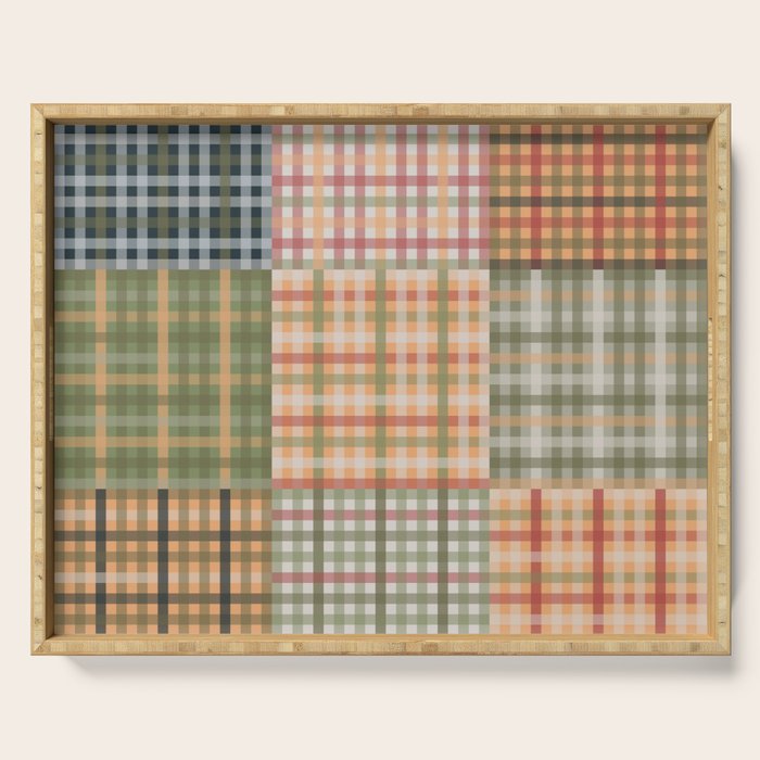 Gingham Patchwork Eclectic Autumn Plaid Pattern Serving Tray Gallery Image 1