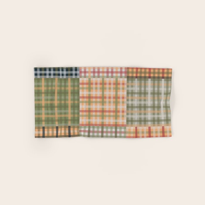 Gingham Patchwork Eclectic Autumn Plaid Pattern Bath Towel Gallery Image 1