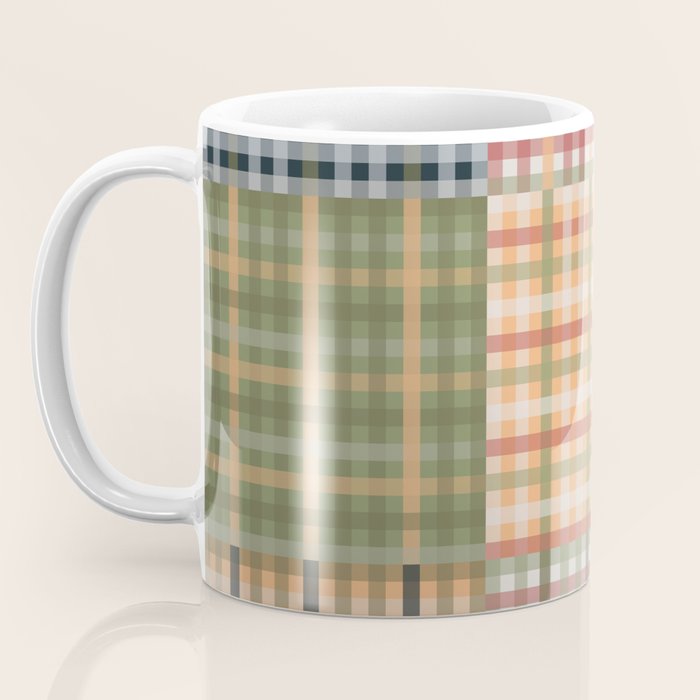 Gingham Patchwork Eclectic Autumn Plaid Pattern Coffee Mug Gallery Image 3