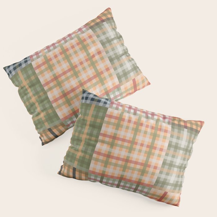 Gingham Patchwork Eclectic Autumn Plaid Pattern Pillow Sham Gallery Image 1