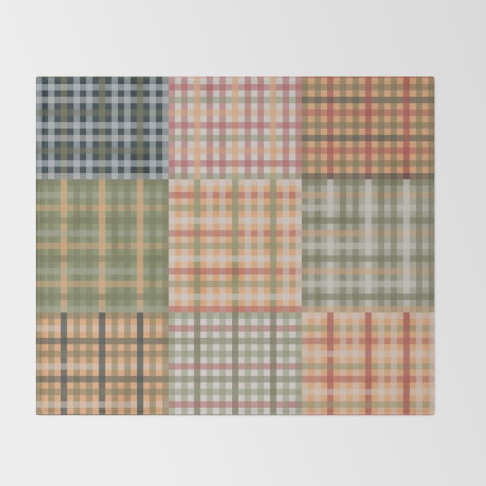 Gingham Patchwork Eclectic Autumn Plaid Pattern Throw Blanket Gallery Image 2