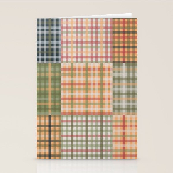 Gingham Patchwork Eclectic Autumn Plaid Pattern Stationery Card Gallery Image 2