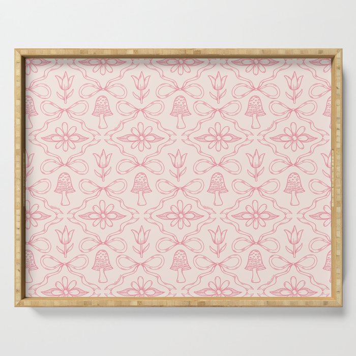 Spring Toile Print in Pink Serving Tray Gallery Image 1