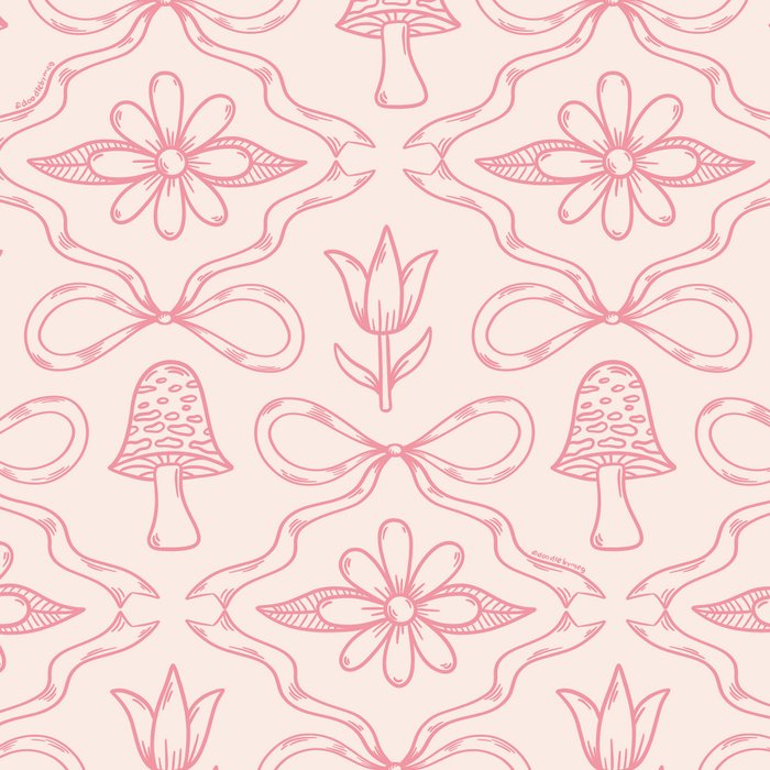 Spring Toile Print in Pink Coffee Mug Gallery Image 2