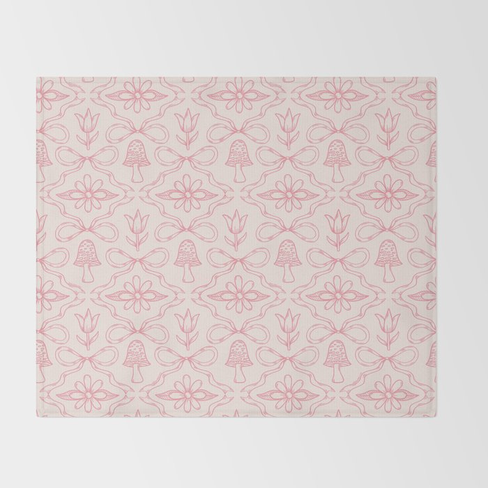 Spring Toile Print in Pink Throw Blanket Gallery Image 2