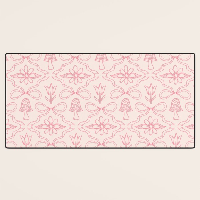 Spring Toile Print in Pink Desk Mat Gallery Image 3