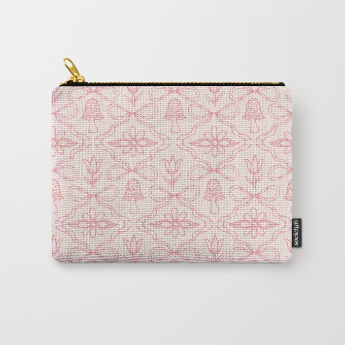 Spring Toile Print in Pink Carry All Pouch Gallery Image 1
