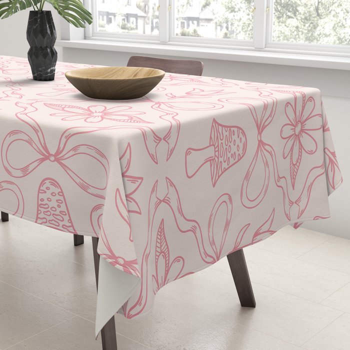 Spring Toile Print in Pink Tablecloth Gallery Image 3