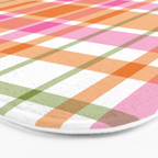 Summer Plaid Pink Orange Green White Bath Mat Gallery Image 3
