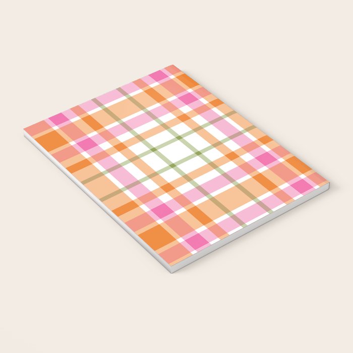Summer Plaid Pink Orange Green White Notebook Gallery Image 3