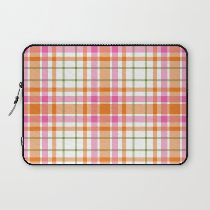 Summer Plaid Pink Orange Green White Laptop Sleeve Gallery Image 1