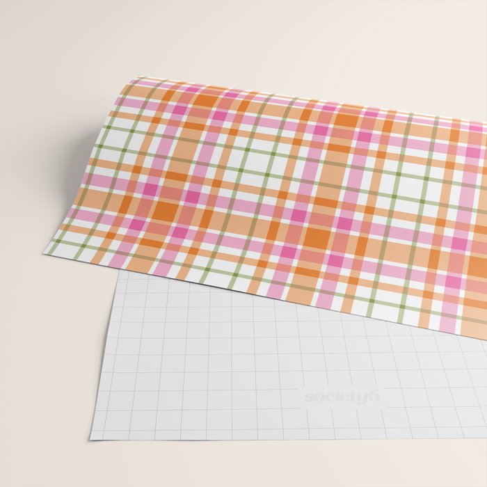 Summer Plaid Pink Orange Green White Wrapping Paper Gallery Image 2