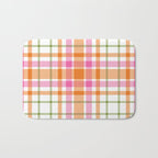 Summer Plaid Pink Orange Green White Bath Mat Gallery Image 1