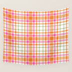 Summer Plaid Pink Orange Green White Wall Tapestry Gallery Image 4
