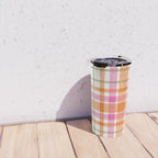 Summer Plaid Pink Orange Green White Travel Mug Gallery Image 4