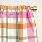 Summer Plaid Pink Orange Green White Window Curtain Gallery Image 2