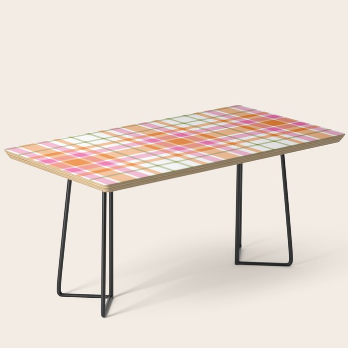 Summer Plaid Pink Orange Green White Coffee Table Gallery Image 1