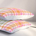 Summer Plaid Pink Orange Green White Pillow Sham Gallery Image 3