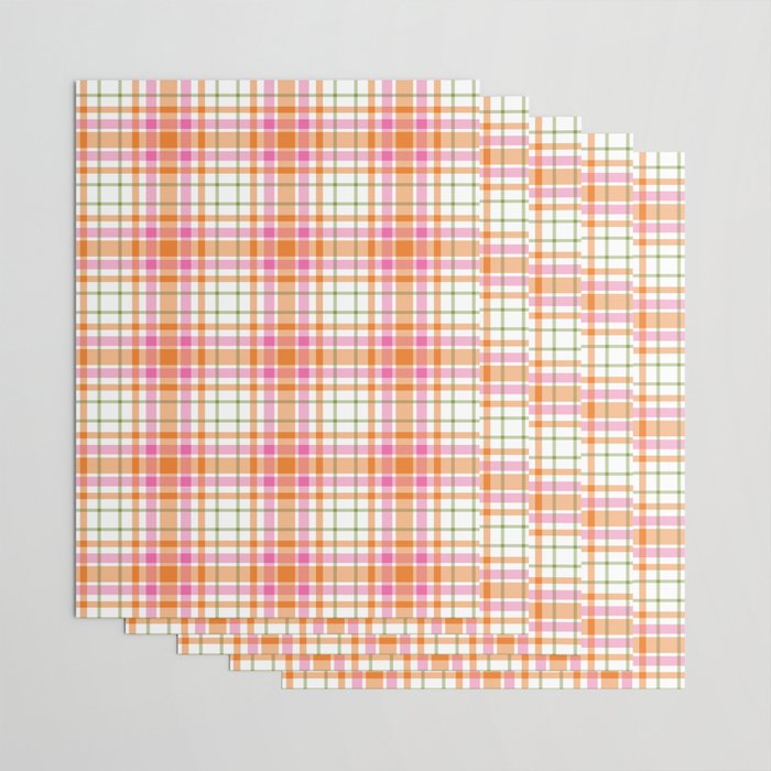 Summer Plaid Pink Orange Green White Wrapping Paper Gallery Image 3