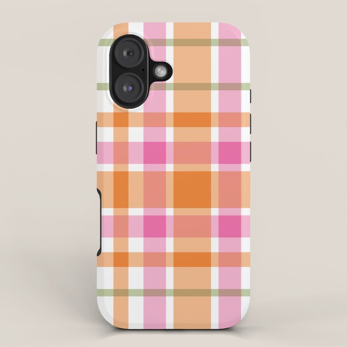 Summer Plaid Pink Orange Green White iPhone Case Gallery Image 1