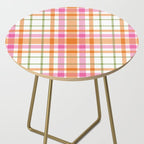 Summer Plaid Pink Orange Green White Side Table Gallery Image 2