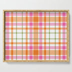 Summer Plaid Pink Orange Green White Serving Tray Gallery Image 1