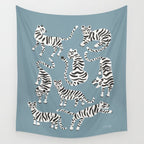 Tiger Collection - White on Blue Wall Tapestry Gallery Image 4