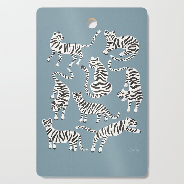 Tiger Collection - White on Blue Cutting Board Gallery Image 1