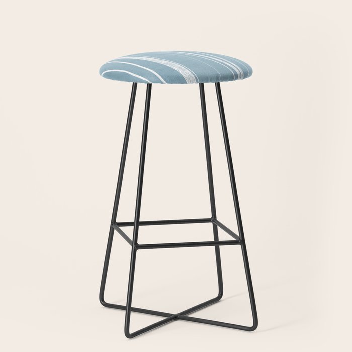 Light Blue White Lines Artwork Stool Gallery Image 1