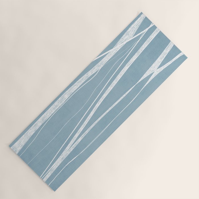 Light Blue White Lines Artwork Yoga Mat Gallery Image 1