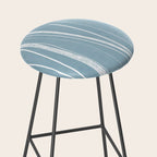 Light Blue White Lines Artwork Stool Gallery Image 2
