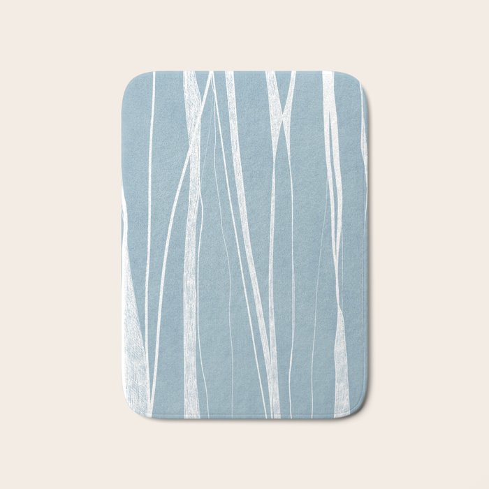 Light Blue White Lines Artwork Bath Mat Gallery Image 1