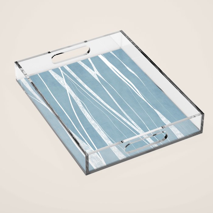 Light Blue White Lines Artwork Acrylic Tray Gallery Image 1