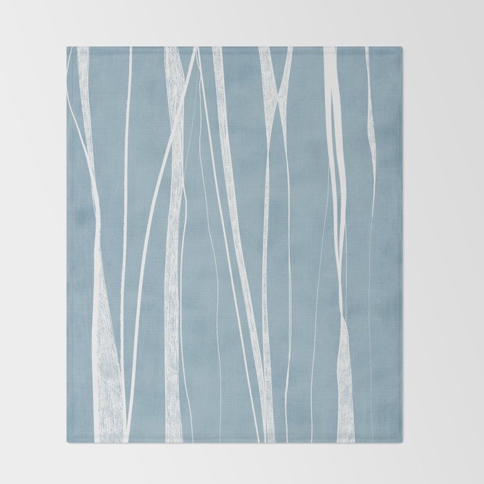 Light Blue White Lines Artwork Throw Blanket Gallery Image 2