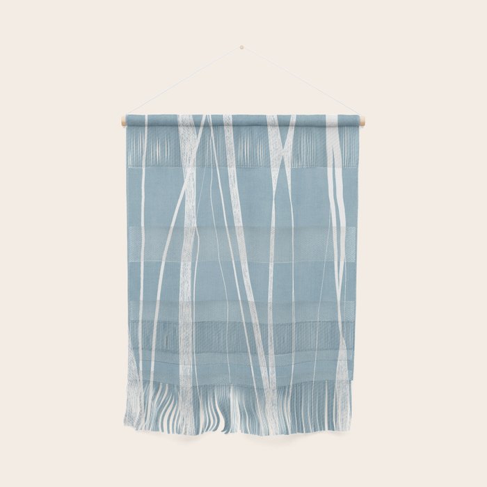 Light Blue White Lines Artwork Wall Hanging Gallery Image 1