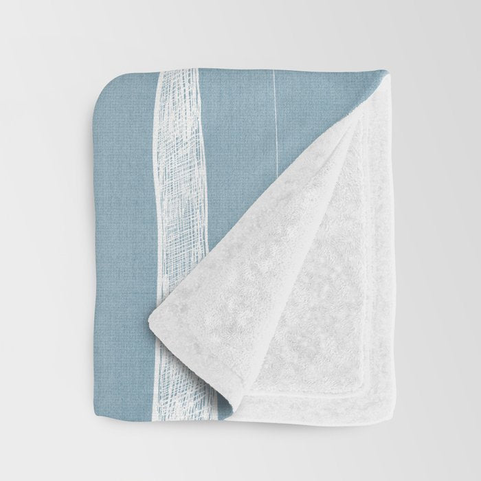 Light Blue White Lines Artwork Throw Blanket Gallery Image 3
