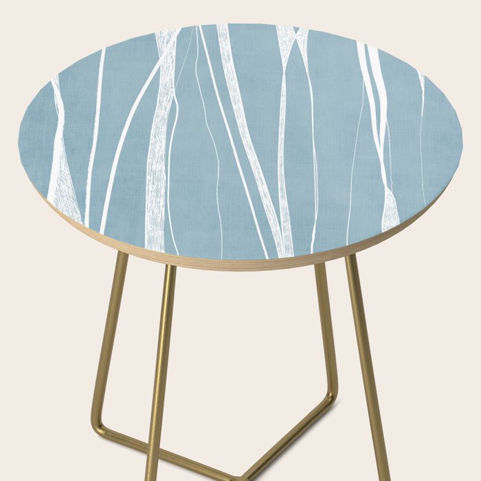 Light Blue White Lines Artwork Side Table Gallery Image 2