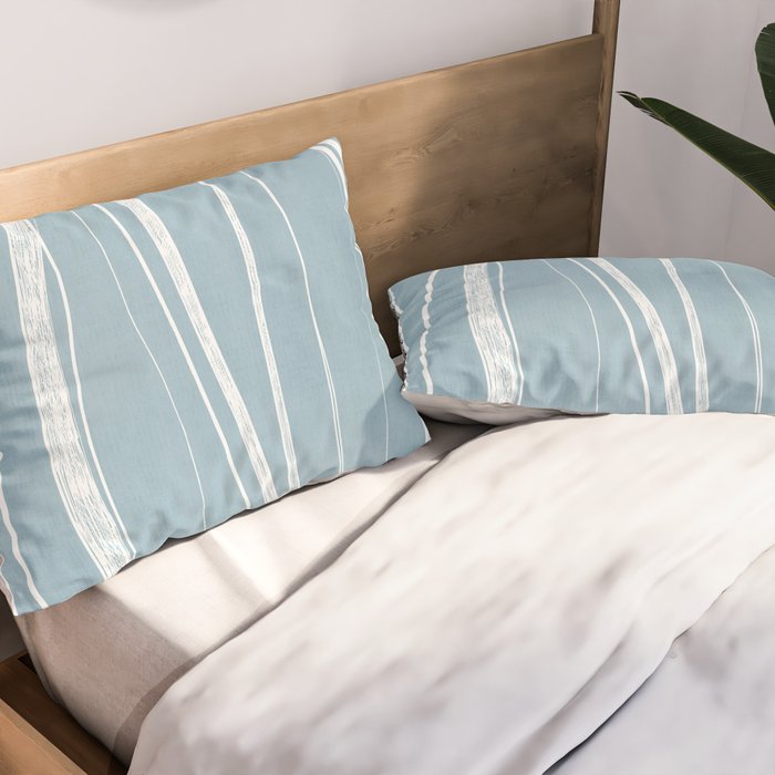 Light Blue White Lines Artwork Pillow Sham Gallery Image 2