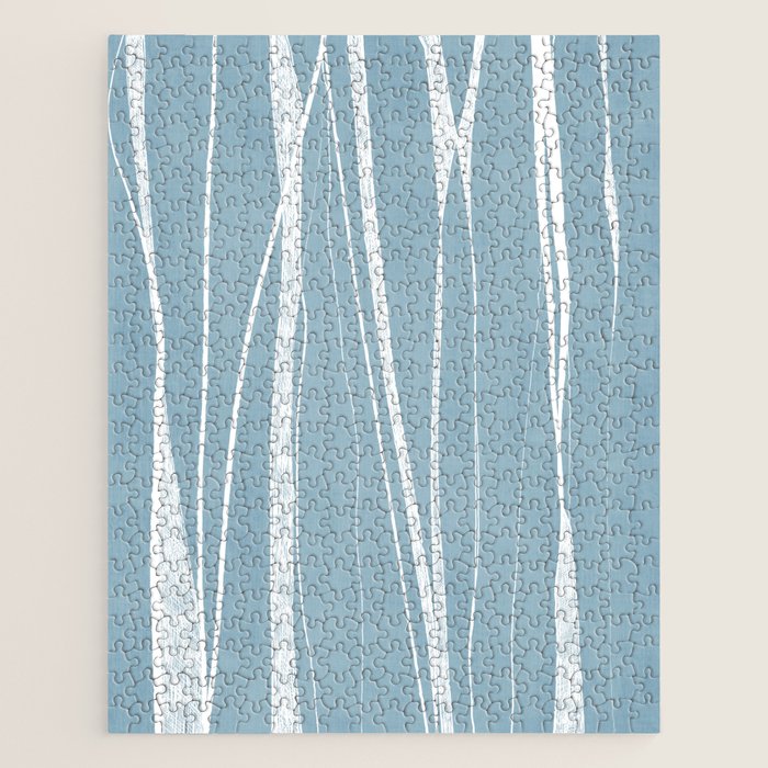 Light Blue White Lines Artwork Jigsaw Puzzle Gallery Image 1