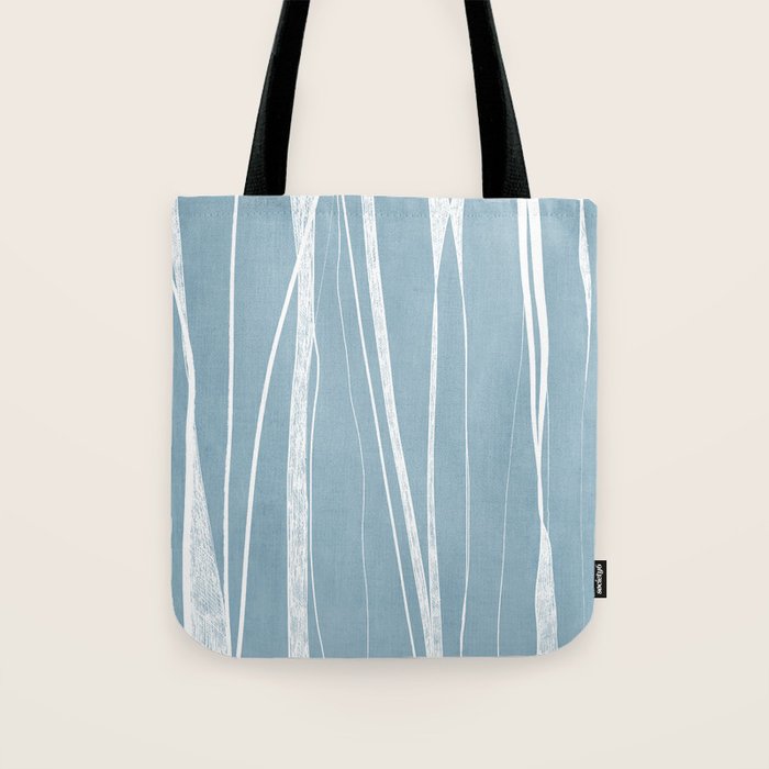 Light Blue White Lines Artwork Tote Bag Gallery Image 1