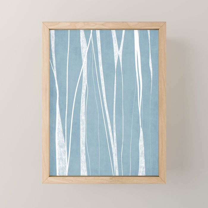 Light Blue White Lines Artwork Mini Art Print Gallery Image 1