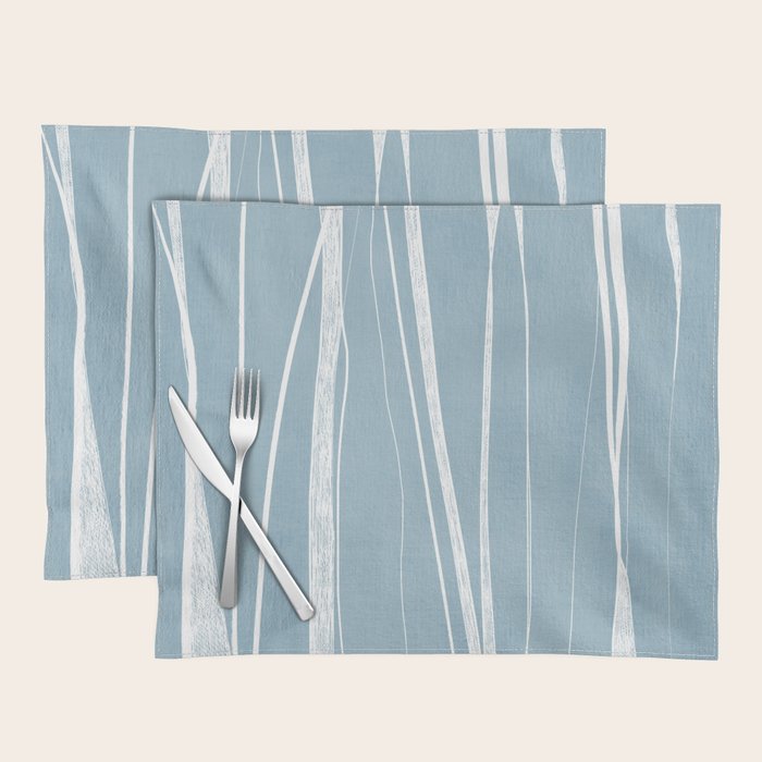 Light Blue White Lines Artwork Placemat Gallery Image 1