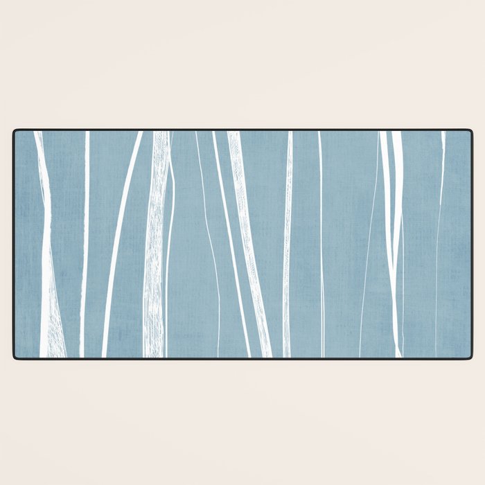 Light Blue White Lines Artwork Desk Mat Gallery Image 3