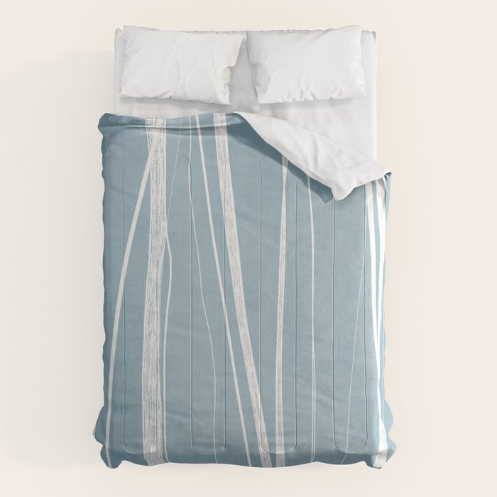 Light Blue White Lines Artwork Comforter Gallery Image 6