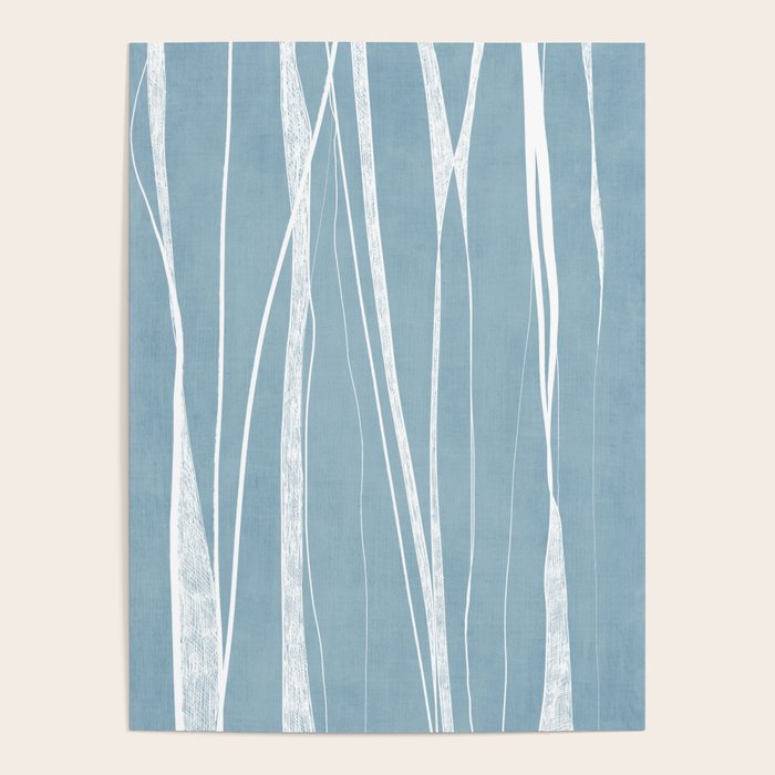 Light Blue White Lines Artwork Poster Gallery Image 1