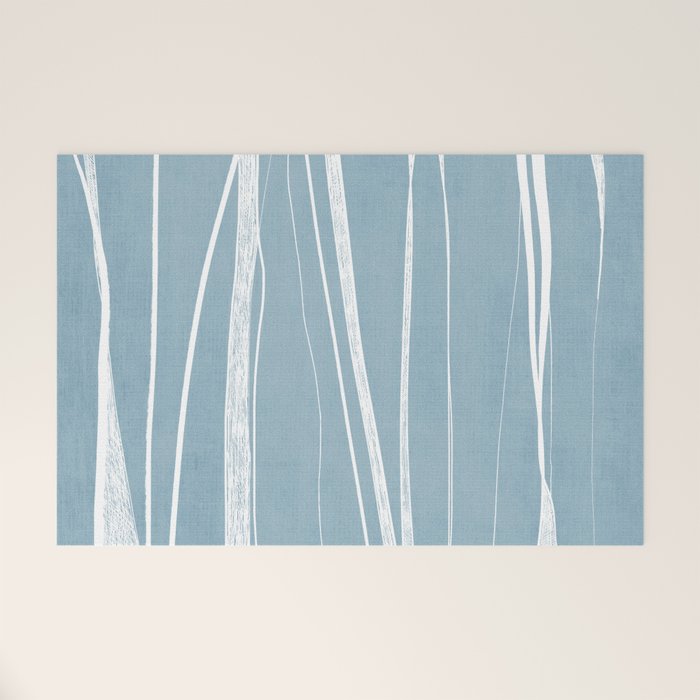Light Blue White Lines Artwork Welcome Mat Gallery Image 1