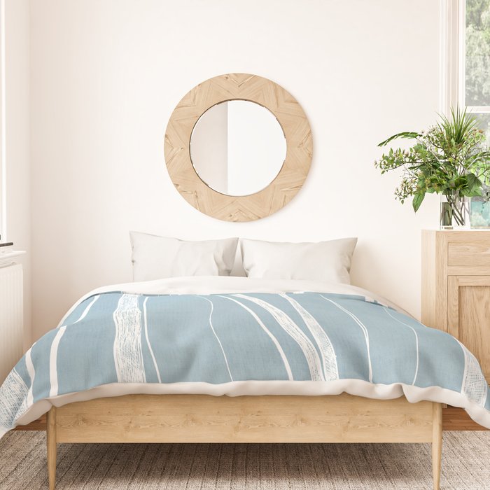 Light Blue White Lines Artwork Duvet Cover Gallery Image 3