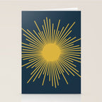 Sunburst - Minimalist Mid Century Modern Sun in Navy Blue and Light Mustard Yellow Stationery Card Gallery Image 2