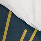 Sunburst - Minimalist Mid Century Modern Sun in Navy Blue and Light Mustard Yellow Comforter Gallery Image 4
